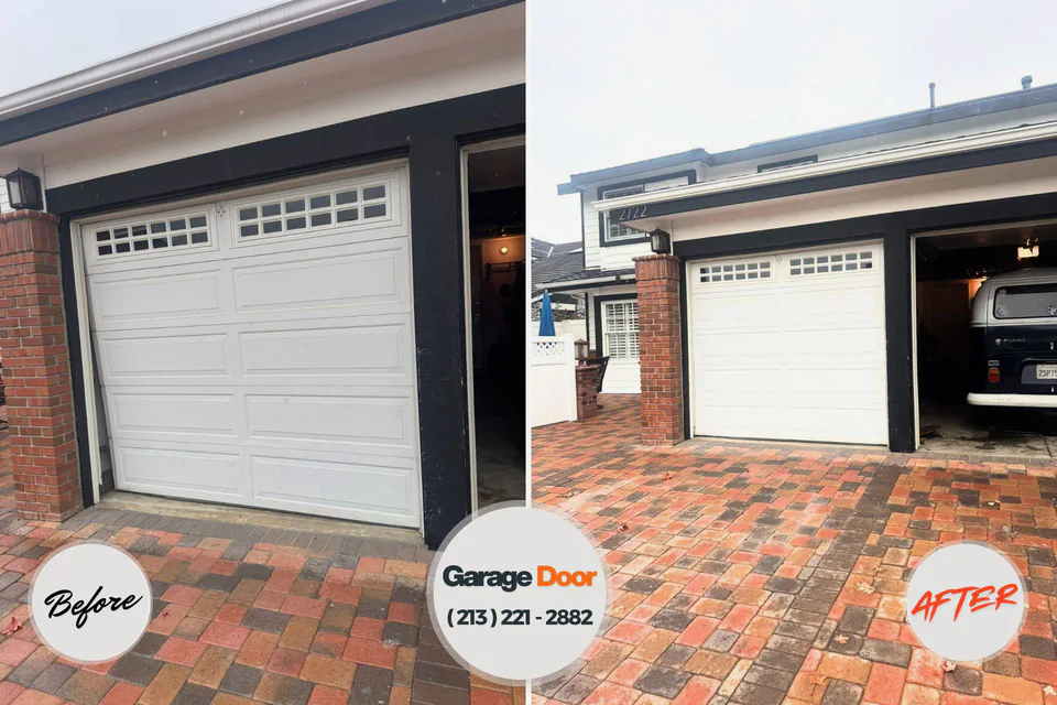 Before and after: garage door repair Tenafly, NJ